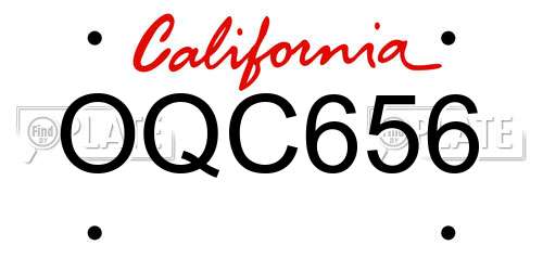 OQC656 California License Plate