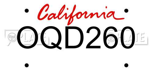 OQD260 California License Plate