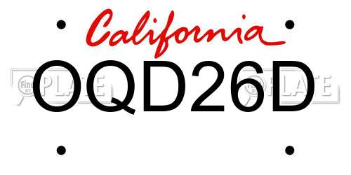 OQD26D California License Plate