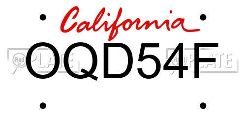 OQD54F California License Plate