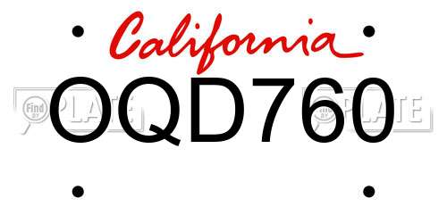 OQD760 California License Plate