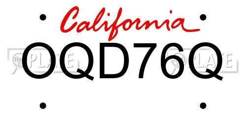 OQD76Q California License Plate