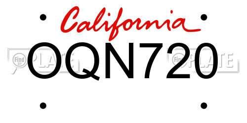 OQN720 California License Plate