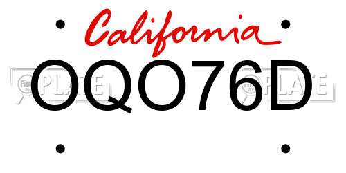 OQO76D California License Plate