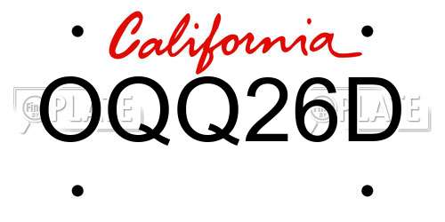 OQQ26D California License Plate