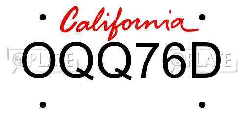 OQQ76D California License Plate