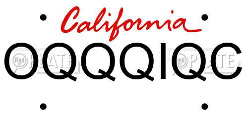 OQQQIQC California License Plate
