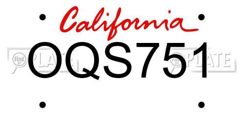 OQS751 California License Plate