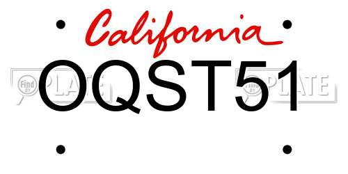 OQST51 California License Plate