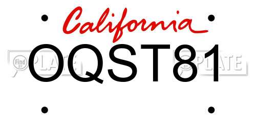 OQST81 California License Plate