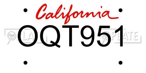 OQT951 California License Plate