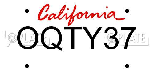 OQTY37 California License Plate