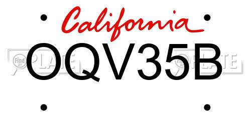 OQV35B California License Plate