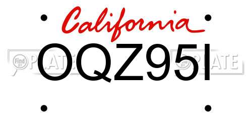 OQZ95I California License Plate