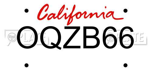 OQZB66 California License Plate