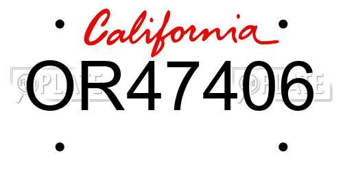 OR47406 California License Plate