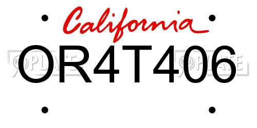 OR4T406 California License Plate