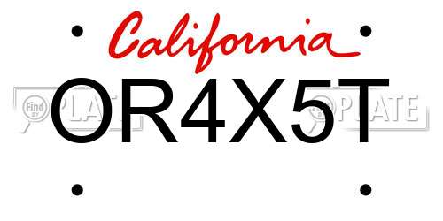 OR4X5T California License Plate