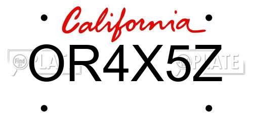 OR4X5Z California License Plate