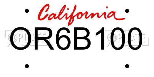 OR6B100 California License Plate