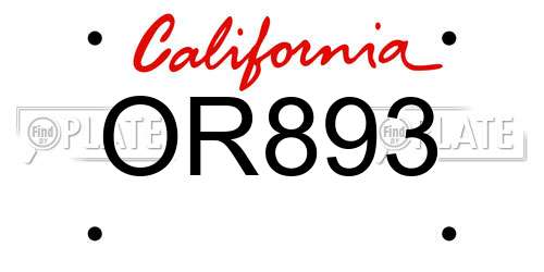 OR893 California License Plate