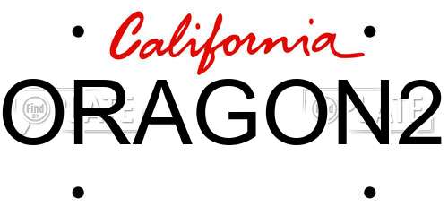 ORAGON2 California License Plate