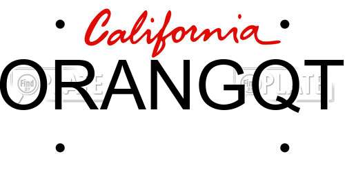 ORANGQT California License Plate