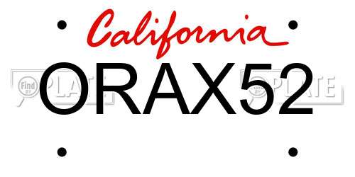 ORAX52 California License Plate