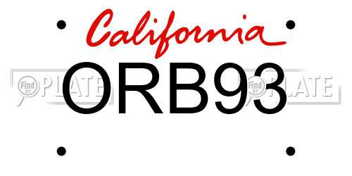 ORB93 California License Plate
