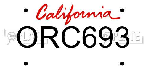 ORC693 California License Plate