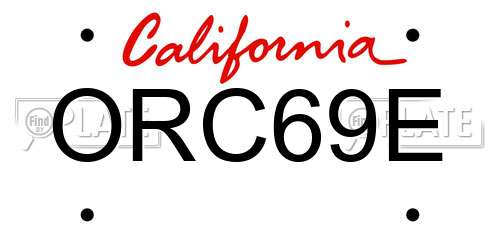 ORC69E California License Plate