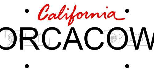 ORCACOW California License Plate