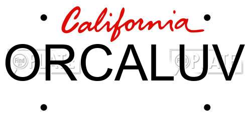ORCALUV California License Plate