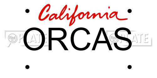 ORCAS California License Plate