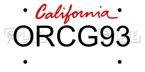 ORCG93 California License Plate