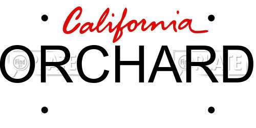 ORCHARD California License Plate