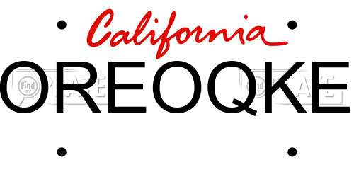 OREOQKE California License Plate