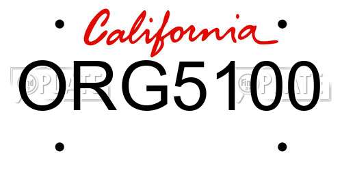 ORG5100 California License Plate