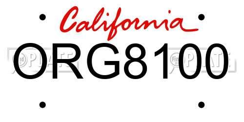 ORG8100 California License Plate