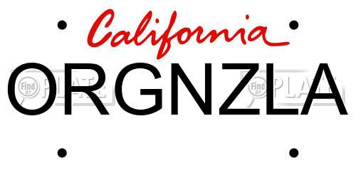 ORGNZLA California License Plate