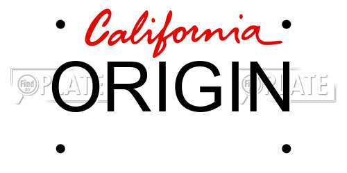 ORIGIN California License Plate