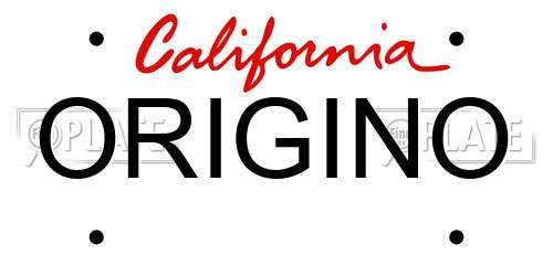 ORIGINO California License Plate