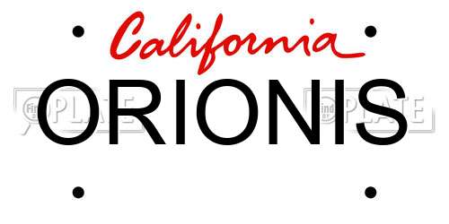 ORIONIS California License Plate