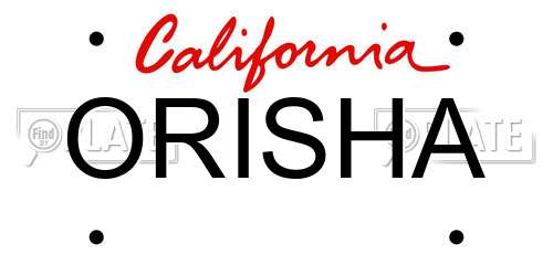 ORISHA California License Plate