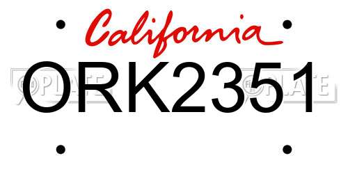 ORK2351 California License Plate