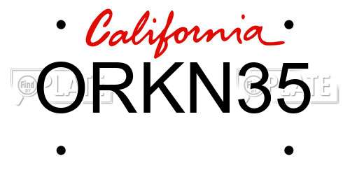 ORKN35 California License Plate
