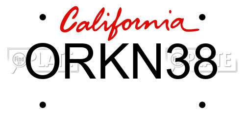ORKN38 California License Plate