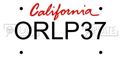 ORLP37 California License Plate