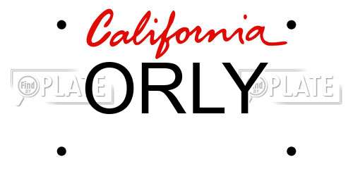 ORLY California License Plate
