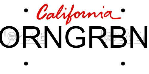 ORNGRBN California License Plate